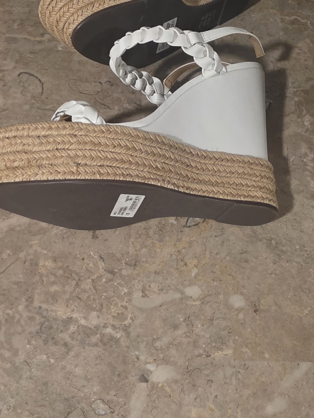 SCHUTZ White Braided Espadrille Wedge Sandals